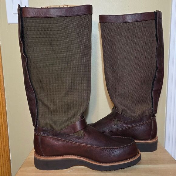 Chippewa Cutter 17" Snake Boots Moc Toe Goaky Brown Leather 23923 Men's 10.5 - Picture 5 of 7